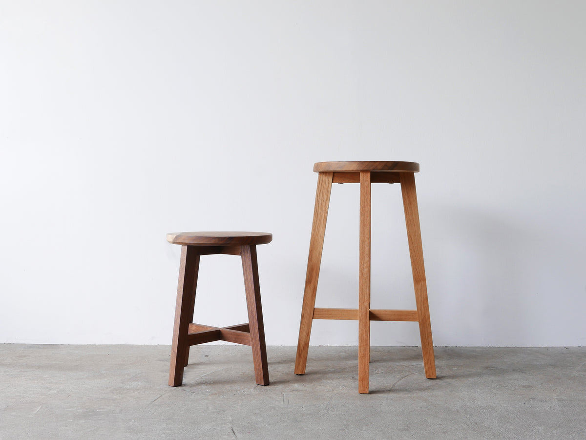 MUKU ten. mini|「ハシキレ」丸スツール H44cm ホワイトオーク一枚板<A>