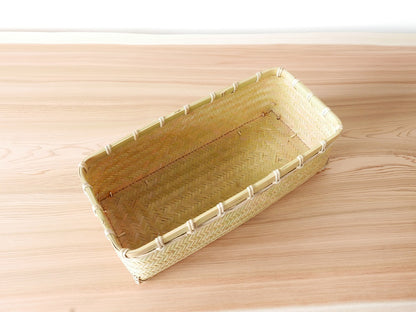 整頓かご　長四角（枡あじろ編み）　真竹（青竹）　籐　千葉県