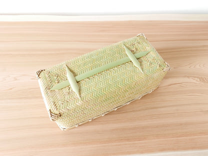 整頓かご　長四角（枡あじろ編み）　真竹（青竹）　籐　千葉県