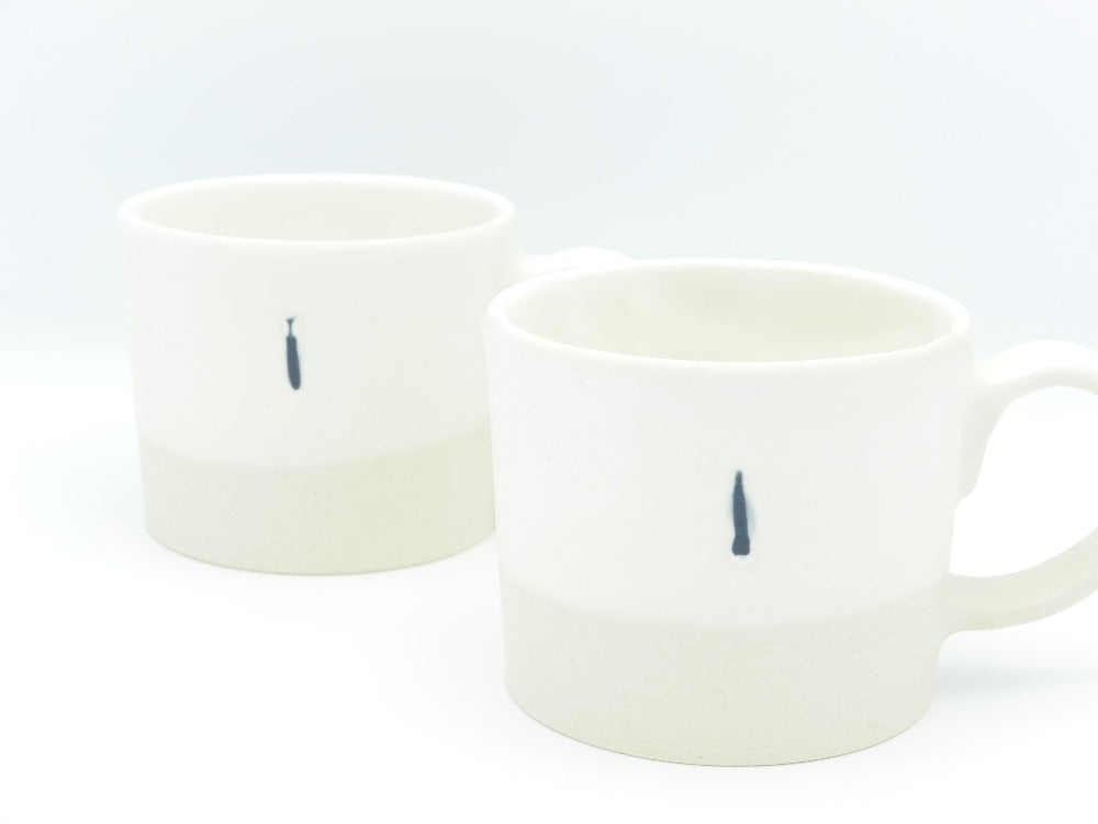 【作家もの】陶芦澤｜スリップウェア　白マット コーヒーカップ / マグカップ