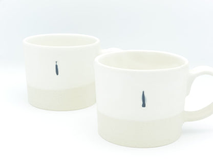【作家もの】陶芦澤｜スリップウェア　白マット コーヒーカップ / マグカップ