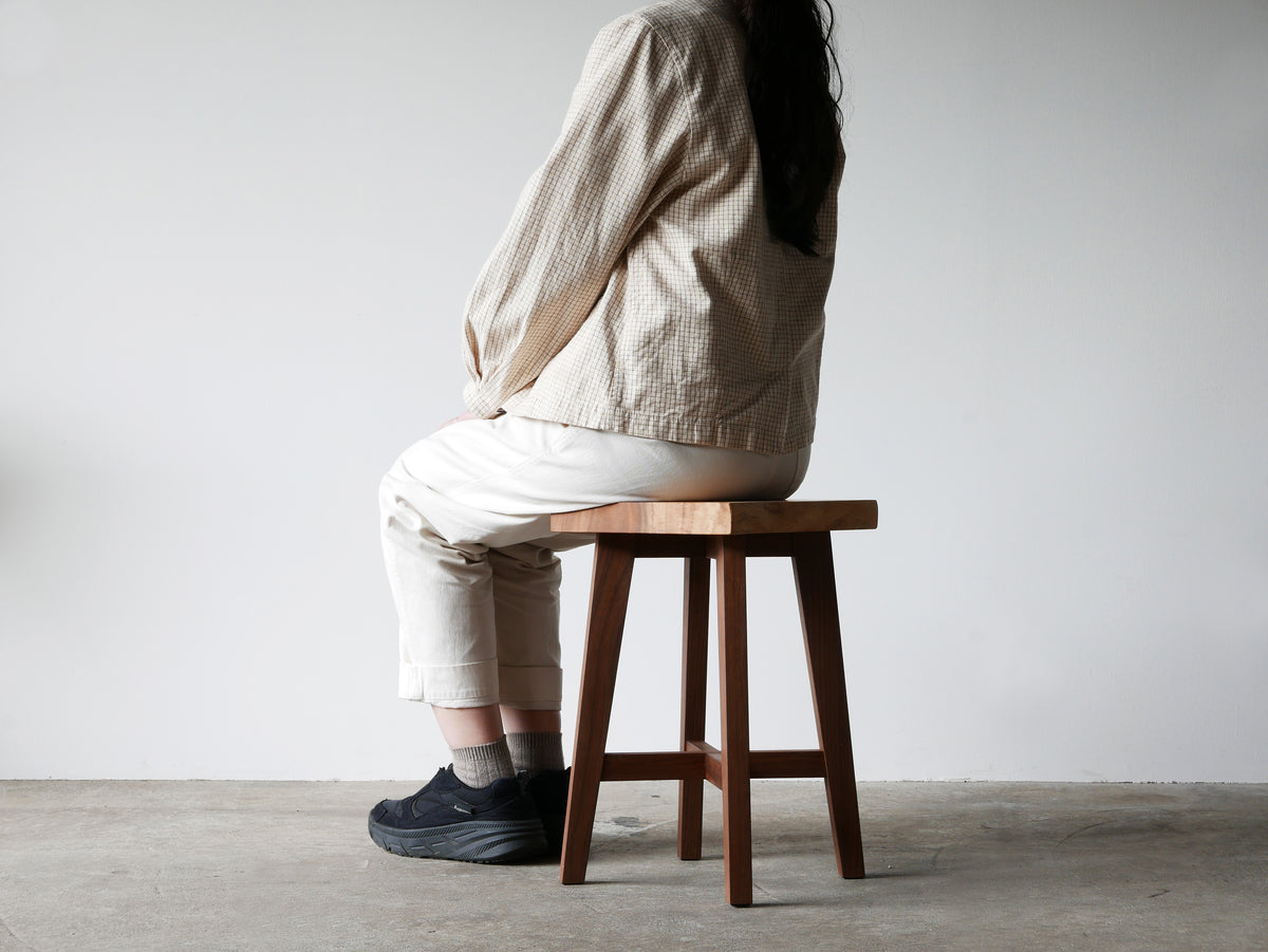MUKU ten. mini｜「ハシキレ」丸スツール　H44cm　ホワイトオーク一枚板＜A＞