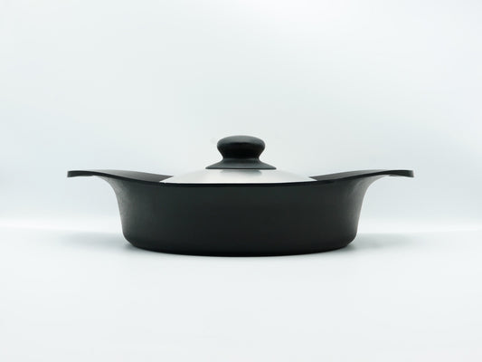 柳宗理｜南部鉄器鉄鍋　浅型　22cm　ステン蓋付